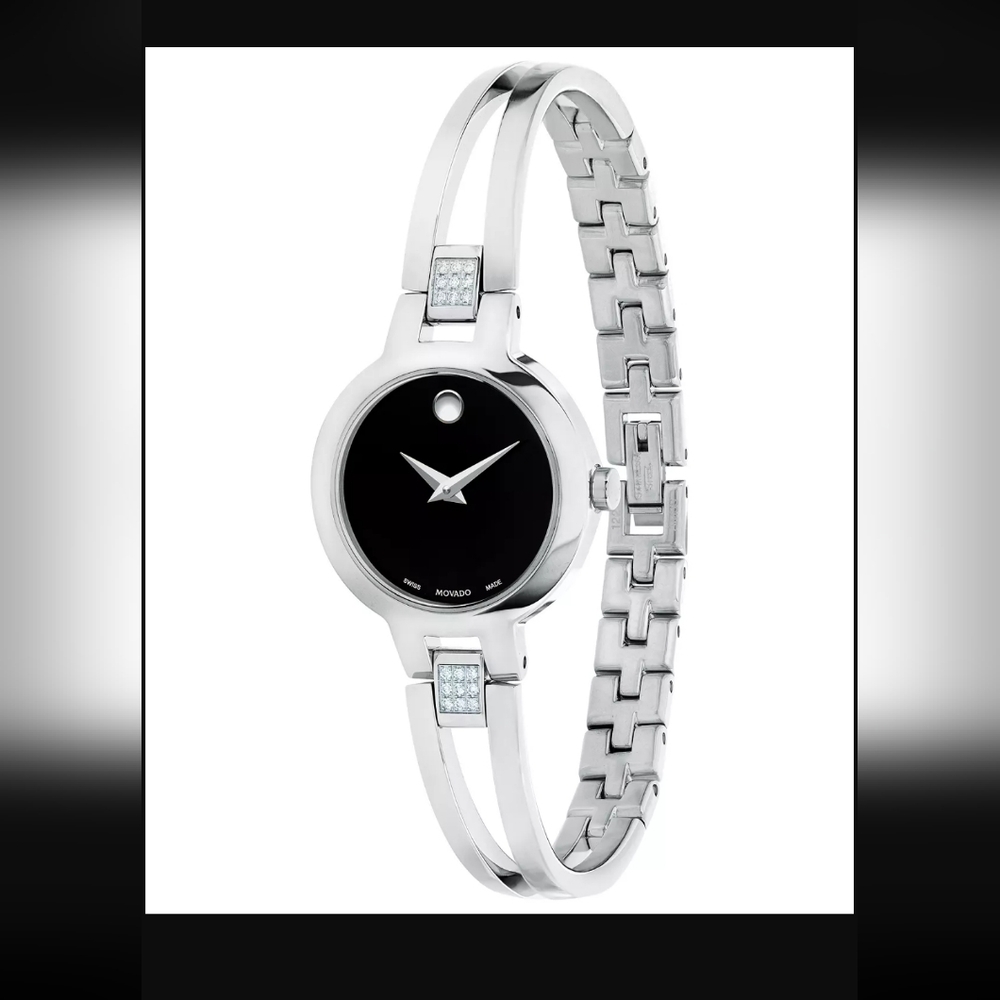 MOVADO Amorosa Silver & Black with diamond accent - Picture 9 of 14